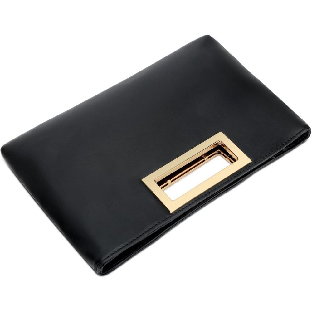 Women’s Black Leather Imported Magnetic Evening Purse Hand Bags - Picture 5 of 7